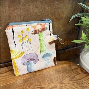 Mushroom Print Zipper Pouch | coin pouch